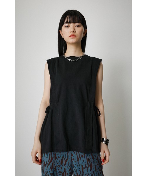 AZUL by moussy（アズールバイマウジー）の「SIDE RIBBON TANK TOP/サイドリボンタンクトップ（タンクトップ・レディース・ブラック/ホワイト/ライトカーキ・SMALL/MEDIUM）」の18枚目の写真
