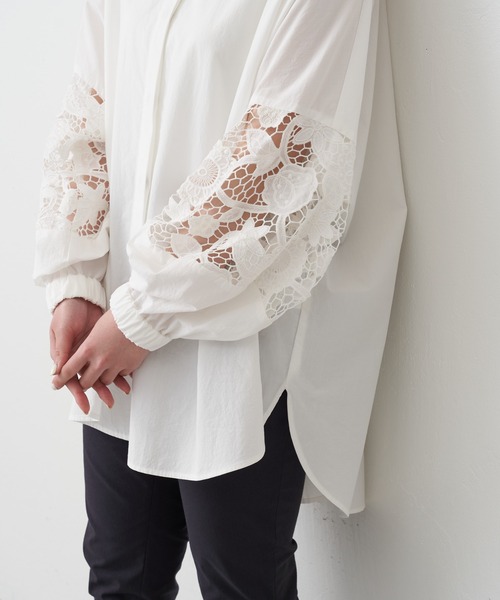BEARDSLEY（ビアズリー）の「《ビアズリー》袖レースシャツ（シャツ/ブラウス・レディース・ホワイト/ブラック・FREE）」の7枚目の写真