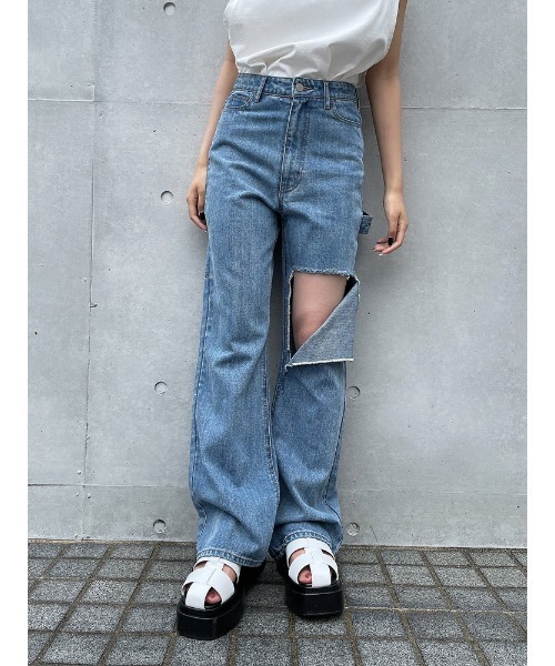 ENVYM（アンビー）の「ダメージペインターＰＴ（デニムパンツ・レディース・ブラック/ブルー・S/M）」の2枚目の写真