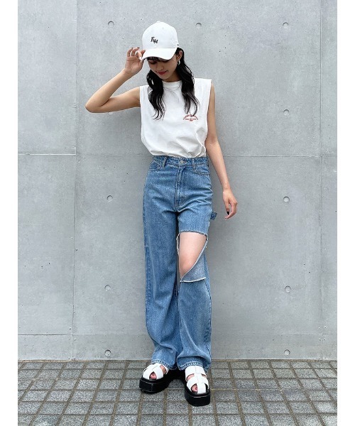 ENVYM（アンビー）の「ダメージペインターＰＴ（デニムパンツ・レディース・ブラック/ブルー・S/M）」の7枚目の写真