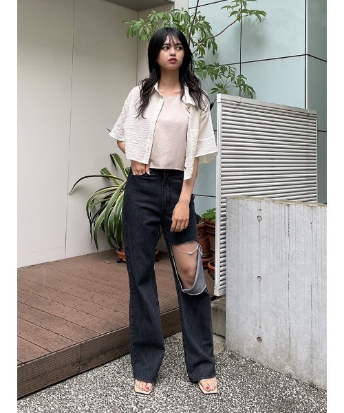 ENVYM（アンビー）の「ダメージペインターＰＴ（デニムパンツ・レディース・ブラック/ブルー・S/M）」の11枚目の写真