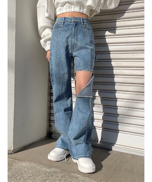 ENVYM（アンビー）の「ダメージペインターＰＴ（デニムパンツ・レディース・ブラック/ブルー・S/M）」の3枚目の写真