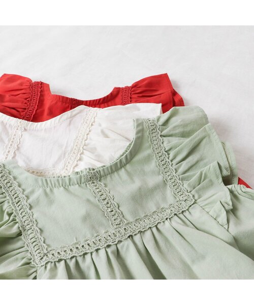 apres les cours（アプレレクール）の「フリルチュニックセットアップ（チュニック・キッズ・ミント/レッド/アイボリー・100/90/80/110/130/120）」の14枚目の写真