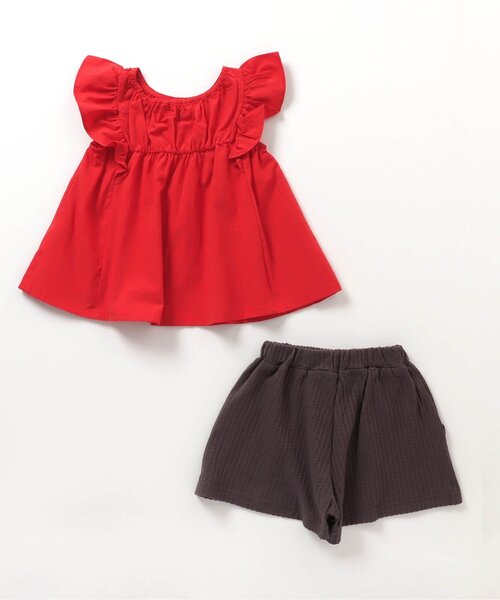 apres les cours（アプレレクール）の「フリルチュニックセットアップ（チュニック・キッズ・ミント/レッド/アイボリー・100/90/80/110/130/120）」の18枚目の写真