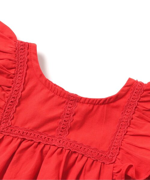 apres les cours（アプレレクール）の「フリルチュニックセットアップ（チュニック・キッズ・ミント/レッド/アイボリー・100/90/80/110/130/120）」の4枚目の写真