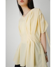 WAIST TUCK V/N DESIGN BLOUSE/ウエストタックVネックデザインブラウス