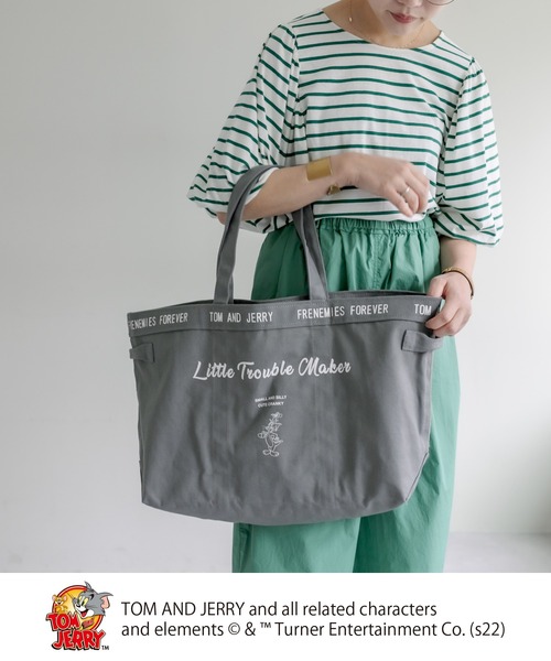 Tom&Jerry(トムアンドジェリー)の「TOM and JERRY/トムとジェリーキャンバスBAG L(ショルダーバッグ・レディース・グレー/ナチュラル・FREE)」の2枚目の写真
