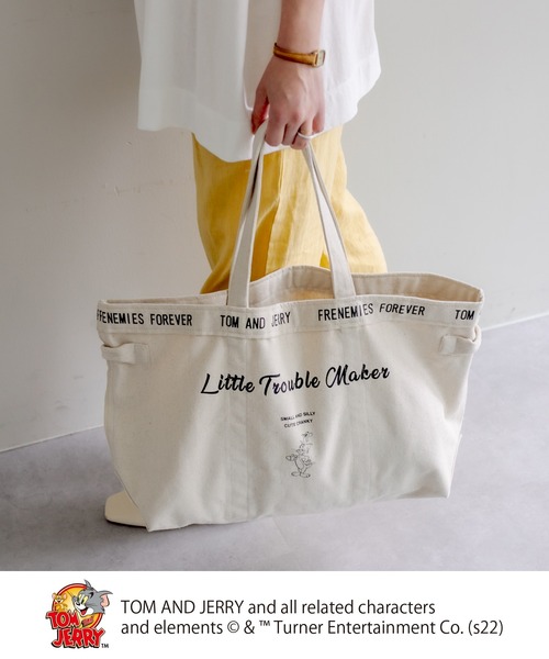 Tom&Jerry(トムアンドジェリー)の「TOM and JERRY/トムとジェリーキャンバスBAG L(ショルダーバッグ・レディース・グレー/ナチュラル・FREE)」の4枚目の写真
