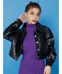 EVRIS | フェイクレザーショートジャケット(テーラードジャケット)