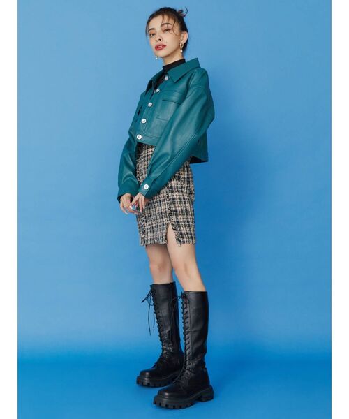 EVRIS（エヴリス）の「フェイクレザーショートジャケット（テーラードジャケット・レディース・ブラック/ブラウン/ブルー・FREE）」の21枚目の写真