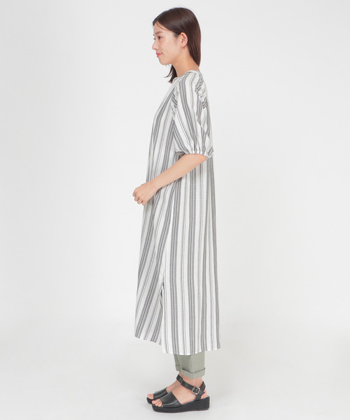 LBC（エルビーシー）の「ストライプガウンワンピース（シャツワンピース・レディース・ブラック/エンジ・M/L）」の12枚目の写真