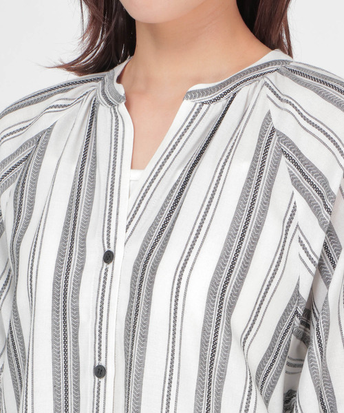 LBC（エルビーシー）の「ストライプガウンワンピース（シャツワンピース・レディース・ブラック/エンジ・M/L）」の11枚目の写真