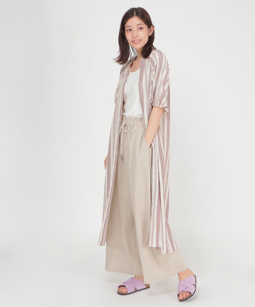 LBC（エルビーシー）の「ストライプガウンワンピース（シャツワンピース・レディース・ブラック/エンジ・M/L）」の13枚目の写真