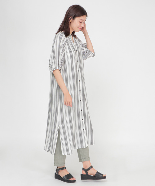 LBC（エルビーシー）の「ストライプガウンワンピース（シャツワンピース・レディース・ブラック/エンジ・M/L）」の21枚目の写真