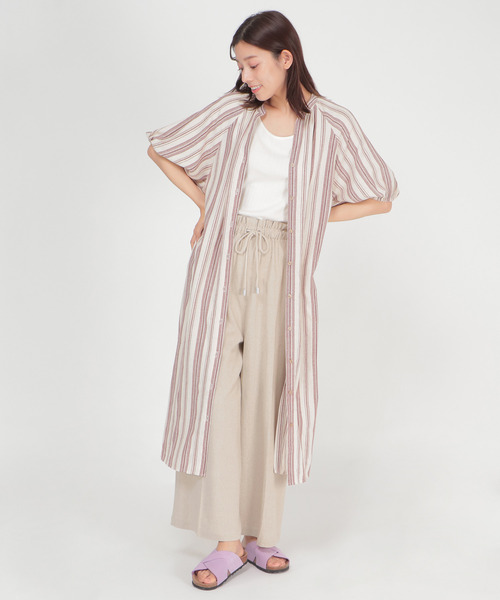 LBC（エルビーシー）の「ストライプガウンワンピース（シャツワンピース・レディース・ブラック/エンジ・M/L）」の18枚目の写真