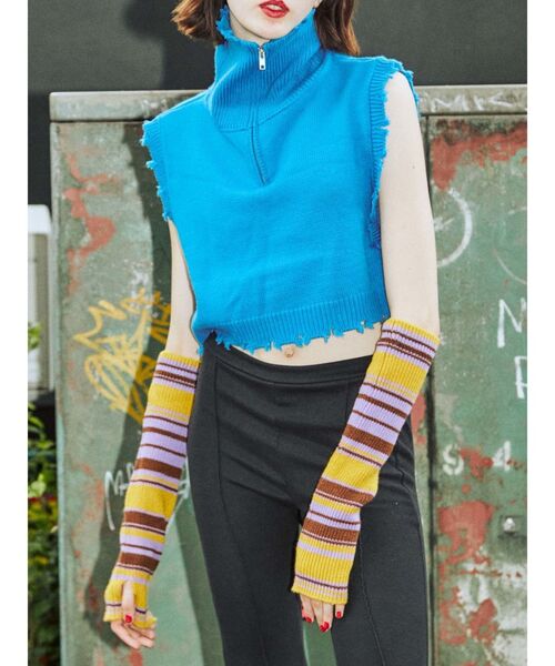 jouetie（ジュエティ）の「ボーダーアームウォーマー（アームカバー・レディース・パープル/オフホワイト/ピンク/ブルー・FREE）」の22枚目の写真