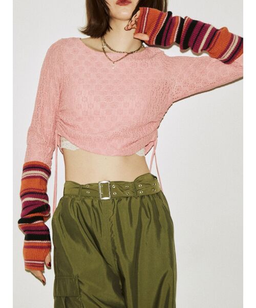 jouetie（ジュエティ）の「ボーダーアームウォーマー（アームカバー・レディース・パープル/オフホワイト/ピンク/ブルー・FREE）」の18枚目の写真