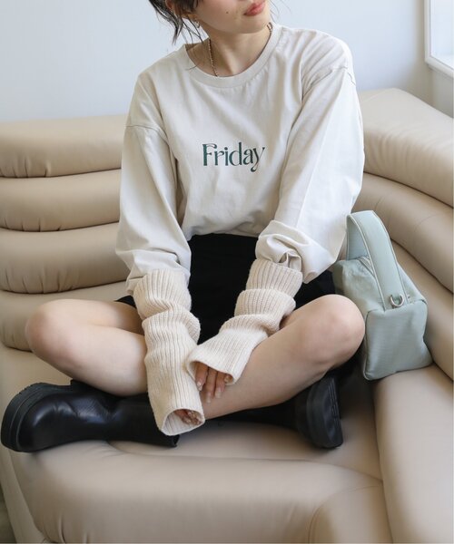 RAY CASSIN(レイカズン)の「ニットアームウォーマー(アームカバー・レディース・キナリ/スミクロ/グレイッシュベージュ/ライトカーキ・FREE)」の12枚目の写真