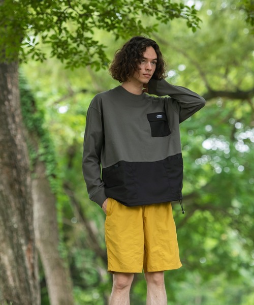 OUTDOOR PRODUCTS(アウトドアプロダクツ)の「【OUTDOOR PRODUCTS/アウトドアプロダクツ】USAコットン切り替えロンT 裾ドローコード ビッグシルエット(Tシャツ/カットソー・メンズ・ブラウン/ブラック/オリーブ・X-LARGE/LARGE/MEDIUM)」の3枚目の写真