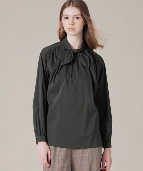 MACKINTOSH LONDON(マッキントッシュ ロンドン)の「フィルコットンナイロンボウタイブラウス(シャツ/ブラウス・レディース・オフホワイト/チャコールグレー/ピンク系その他2・38)」の1枚目の写真