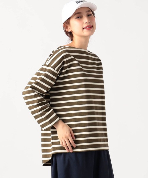 Grand PARK(グランドパーク)の「国産デラヴェ天竺ボーダーカットソー(Tシャツ/カットソー・レディース・ネイビー×ホワイト/ホワイト×ネイビー/カーキ系・FREE)」の2枚目の写真