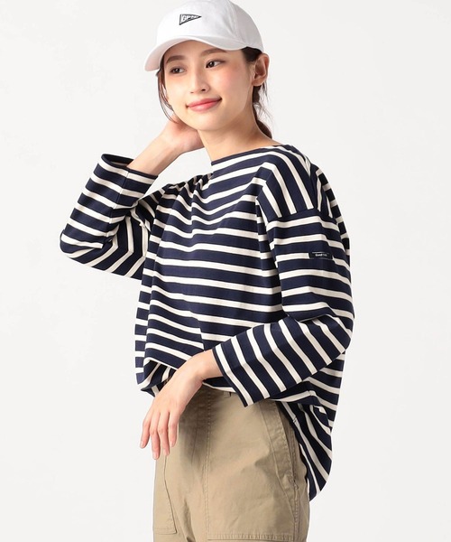 Grand PARK(グランドパーク)の「国産デラヴェ天竺ボーダーカットソー(Tシャツ/カットソー・レディース・ネイビー×ホワイト/ホワイト×ネイビー/カーキ系・FREE)」の3枚目の写真