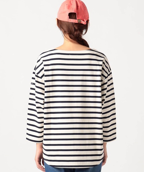 Grand PARK(グランドパーク)の「国産デラヴェ天竺ボーダーカットソー(Tシャツ/カットソー・レディース・ネイビー×ホワイト/ホワイト×ネイビー/カーキ系・FREE)」の5枚目の写真