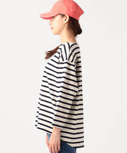 Grand PARK(グランドパーク)の「国産デラヴェ天竺ボーダーカットソー(Tシャツ/カットソー・レディース・ネイビー×ホワイト/ホワイト×ネイビー/カーキ系・FREE)」の6枚目の写真