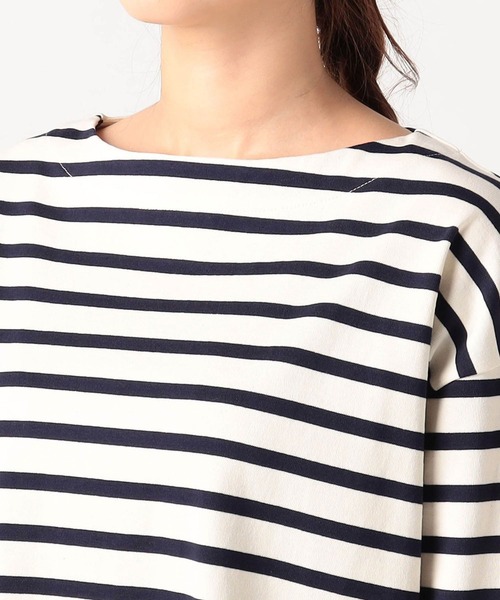 Grand PARK(グランドパーク)の「国産デラヴェ天竺ボーダーカットソー(Tシャツ/カットソー・レディース・ネイビー×ホワイト/ホワイト×ネイビー/カーキ系・FREE)」の7枚目の写真