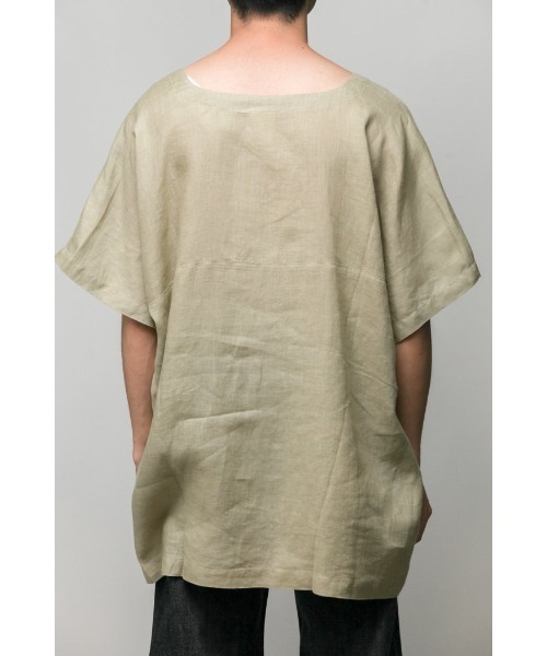 Badhiya（バディ―ヤ）の「Vneck pullover-linen（Tシャツ/カットソー・メンズ・ブラック/グリーン・FREE）」の6枚目の写真