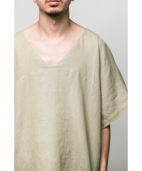 Badhiya（バディ―ヤ）の「Vneck pullover-linen（Tシャツ/カットソー・メンズ・ブラック/グリーン・FREE）」の10枚目の写真
