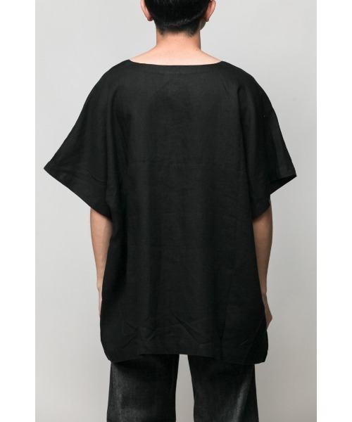 Badhiya（バディ―ヤ）の「Vneck pullover-linen（Tシャツ/カットソー・メンズ・ブラック/グリーン・FREE）」の3枚目の写真