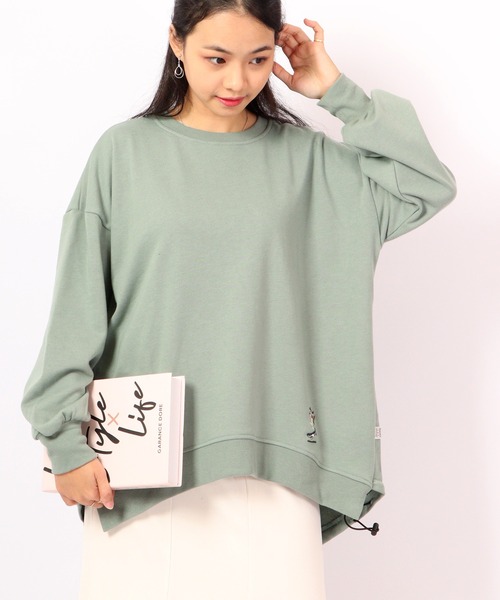 Quelle Chance(ケルシャンス)の「Quelle chance ワンポイント刺繍スケボーネコプルオーバー(Tシャツ/カットソー・レディース・ネイビー/ベージュ/グリーン/アイボリー系・M/L)」の3枚目の写真