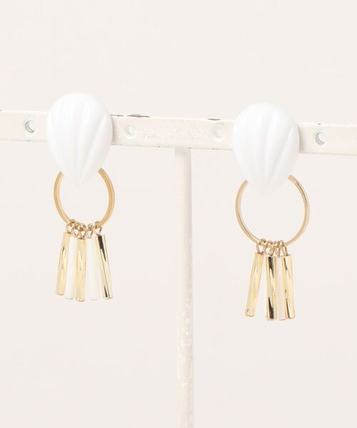 tone(トーン)の「【tschuss(チュース)】2WAY ドロップ&フリンジ ピアス (チタン)(ピアス(両耳用)・レディース・ブラック/ホワイト・FREE)」の1枚目の写真