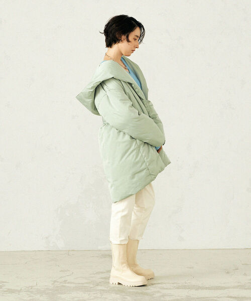 NOLLEY’S（ノーリーズ）の「◇【WEB限定】ショールダウンコート（ダウンジャケット/コート・レディース・ライトグリーン/キナリ/ブラック・FREE）」の20枚目の写真
