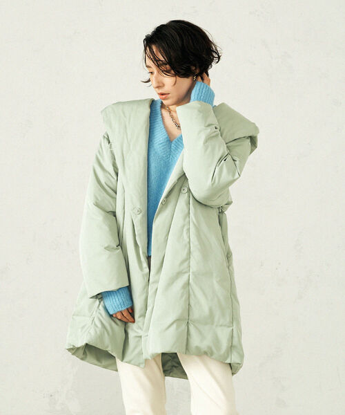 NOLLEY’S（ノーリーズ）の「◇【WEB限定】ショールダウンコート（ダウンジャケット/コート・レディース・ライトグリーン/キナリ/ブラック・FREE）」の13枚目の写真
