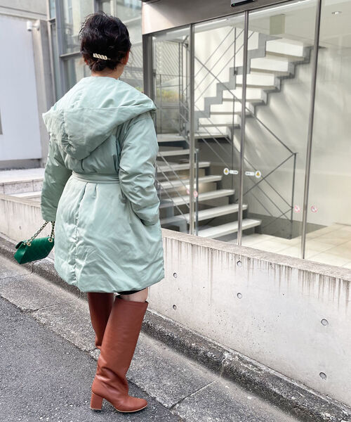 NOLLEY’S（ノーリーズ）の「◇【WEB限定】ショールダウンコート（ダウンジャケット/コート・レディース・ライトグリーン/キナリ/ブラック・FREE）」の14枚目の写真