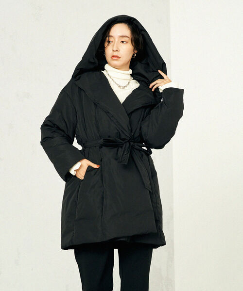 NOLLEY’S（ノーリーズ）の「◇【WEB限定】ショールダウンコート（ダウンジャケット/コート・レディース・ライトグリーン/キナリ/ブラック・FREE）」の16枚目の写真