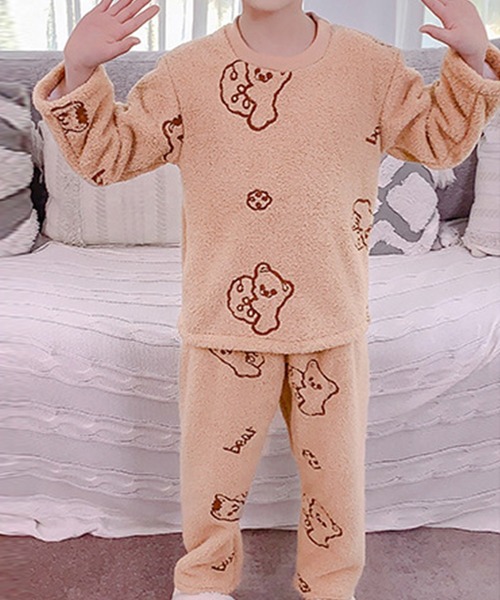 DAY CLOSET（デイ クローゼット）の「キッズ 長袖もこもこファンシーフリースルームウェア 上下セットアップ 冬 裏起毛（ルームウェア/パジャマ・キッズ・ブラウン/ブルー/グリーン/ピンク・110cm/120cm/160cm/130cm/150cm/140cm）」の13枚目の写真