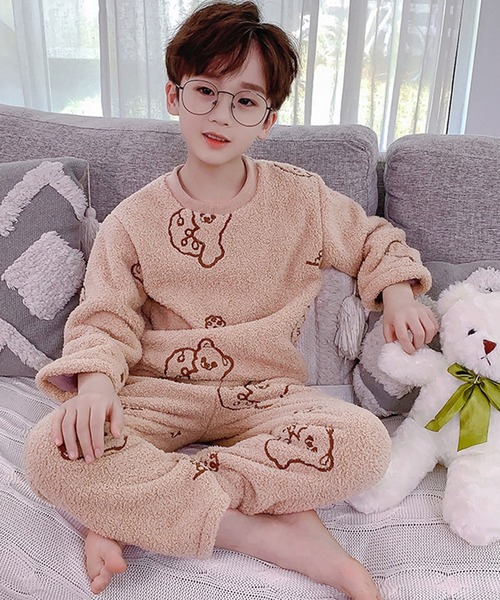 DAY CLOSET（デイ クローゼット）の「キッズ 長袖もこもこファンシーフリースルームウェア 上下セットアップ 冬 裏起毛（ルームウェア/パジャマ・キッズ・ブラウン/ブルー/グリーン/ピンク・110cm/120cm/160cm/130cm/150cm/140cm）」の11枚目の写真