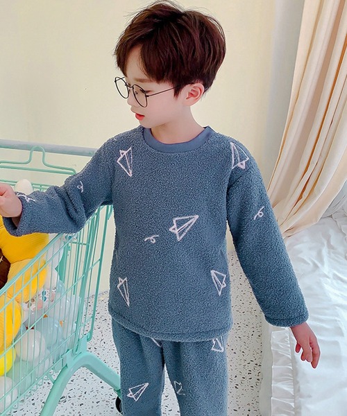 DAY CLOSET（デイ クローゼット）の「キッズ 長袖もこもこファンシーフリースルームウェア 上下セットアップ 冬 裏起毛（ルームウェア/パジャマ・キッズ・ブラウン/ブルー/グリーン/ピンク・110cm/120cm/160cm/130cm/150cm/140cm）」の15枚目の写真