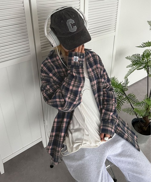 sedacle(セダクル)の「ピス付きbigチェックネルシャツ(シャツ/ブラウス・メンズ・ブルー系その他/ブラック/ピンク系その他・MEDIUM/LARGE)」の21枚目の写真