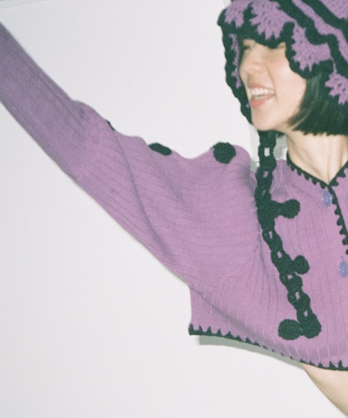 HOLIDAY（ホリデイ）の「RIBBON CROPPED KNIT CARDIGAN リボンクロップドニットカーディガン（ニット/セーター・レディース・パープル/グリーン・ONE SIZE）」の19枚目の写真