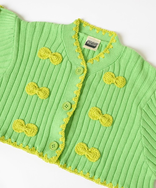 HOLIDAY（ホリデイ）の「RIBBON CROPPED KNIT CARDIGAN リボンクロップドニットカーディガン（ニット/セーター・レディース・パープル/グリーン・ONE SIZE）」の15枚目の写真