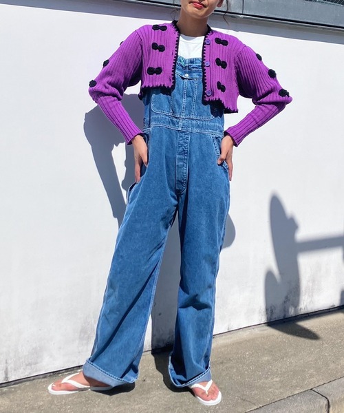 HOLIDAY（ホリデイ）の「RIBBON CROPPED KNIT CARDIGAN リボンクロップドニットカーディガン（ニット/セーター・レディース・パープル/グリーン・ONE SIZE）」の4枚目の写真