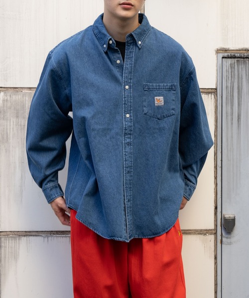 （What it isNt）ART BY MARKGONZALES（ワットイットイズント）の「(what it isNT) ART BY MARK GONZALES / オーバーサイズ ボタンダウン コットンシャツ（シャツ/ブラウス・メンズ・ブラック/ワンウォッシュ・M/L/XL）」の13枚目の写真