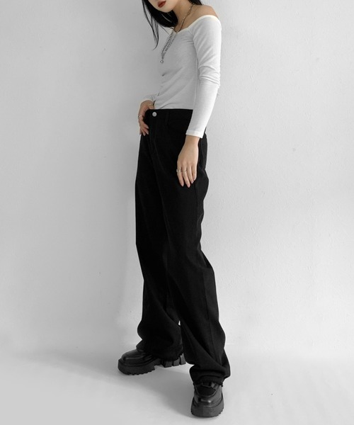 LVEU.(ラブユ.)の「【LVEU.】バックダメージデザインデニム / ダメージデニム ブラックデニム ストレートデニム ブラック(デニムパンツ・レディース・ブラック・FREE)」の14枚目の写真