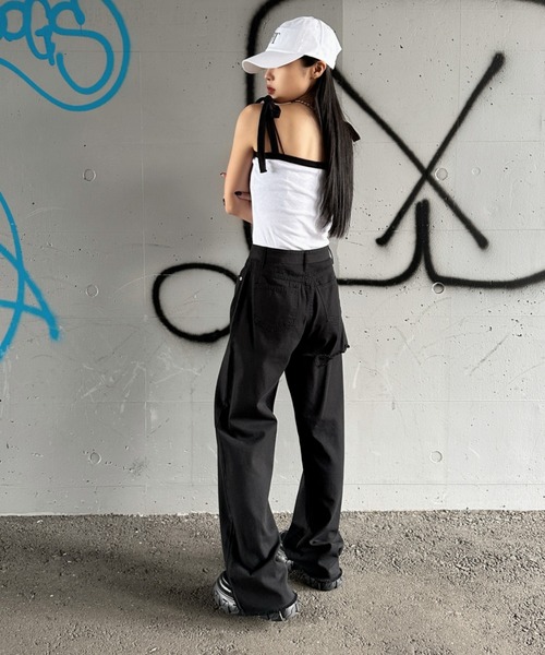 LVEU.(ラブユ.)の「【LVEU.】バックダメージデザインデニム / ダメージデニム ブラックデニム ストレートデニム ブラック(デニムパンツ・レディース・ブラック・FREE)」の19枚目の写真