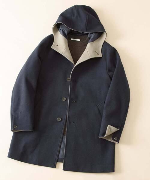 MEN'S MELROSE(メンズメルローズ)の「ジャージーメルトンフーデッドコート ◆追加◆(その他アウター・メンズ・ブラウン/ブルー/グレイッシュベージュ/ネイビー・2/3/4)」の3枚目の写真