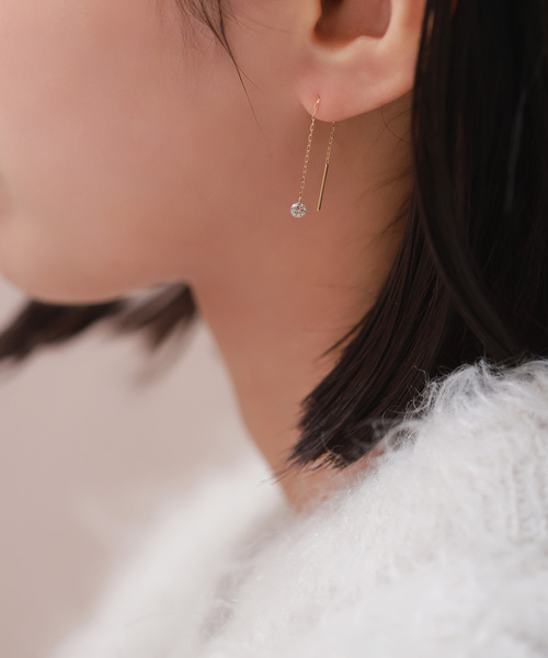 Lilas(リラ)の「ホールダイヤアメリカンピアス K18(両耳)(ピアス(両耳用)・レディース・ゴールド・FREE)」の3枚目の写真